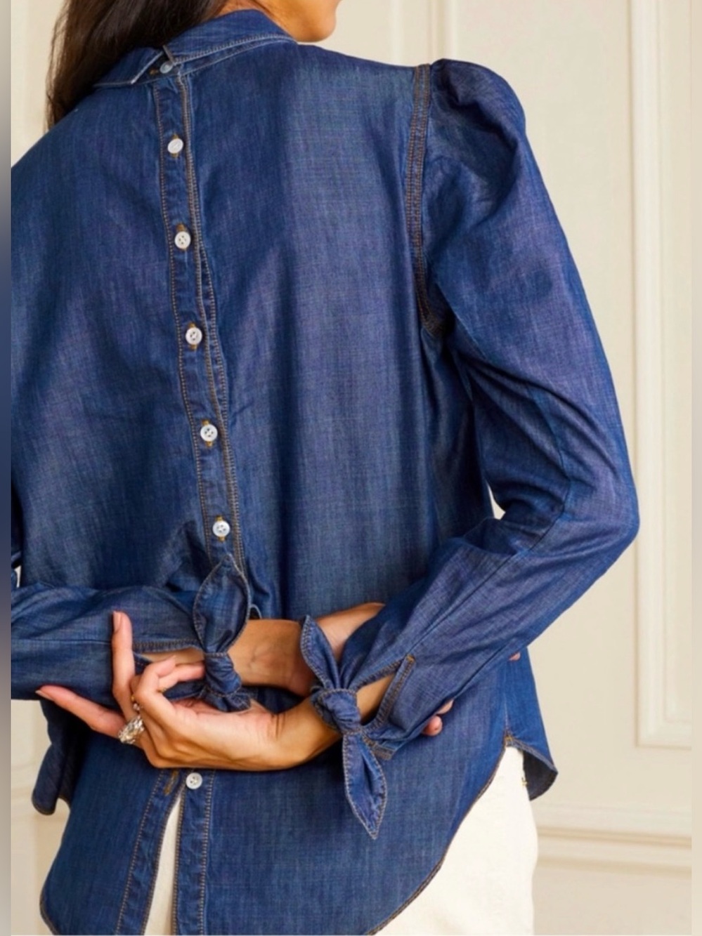 VERONICA Beard Isabel Chambray Puff
Sleeves Denim top